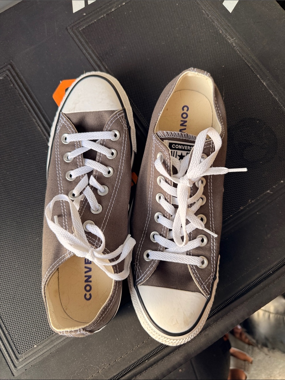 Converse Low Top Sneakers in Taupe and White - Picture 3 of 4